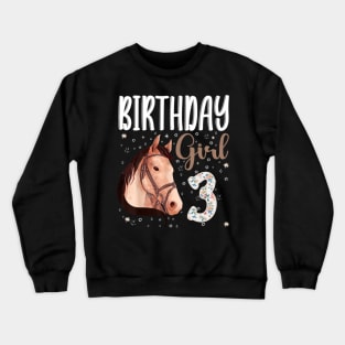 Horse Animal Lovers 3rd Birthday Girl Crewneck Sweatshirt